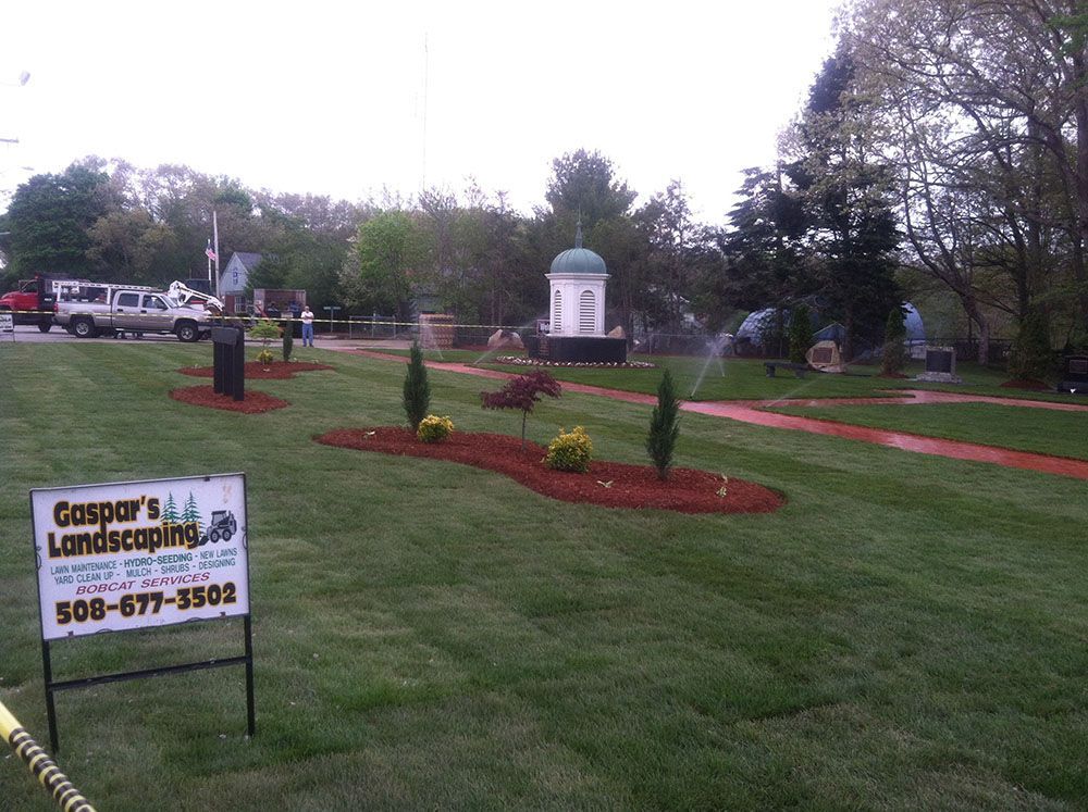 A tranquil setting featuring a fountain amidst a grassy landscape.