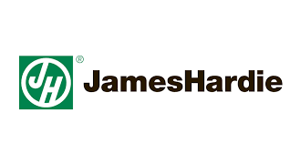 James Hardie logo: green square with "JH" in a circle, and "JamesHardie" text.