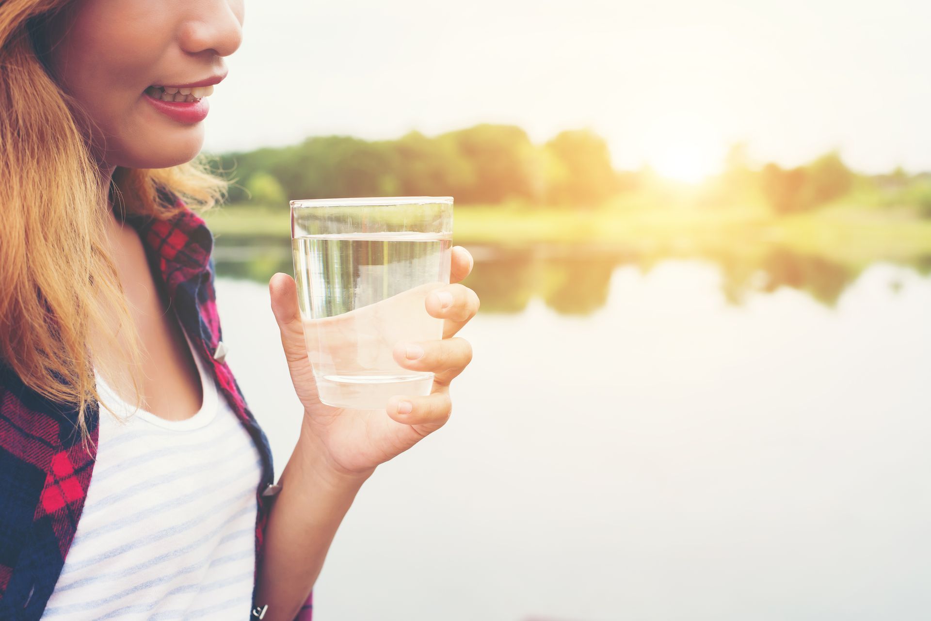 Woman with a glass of water