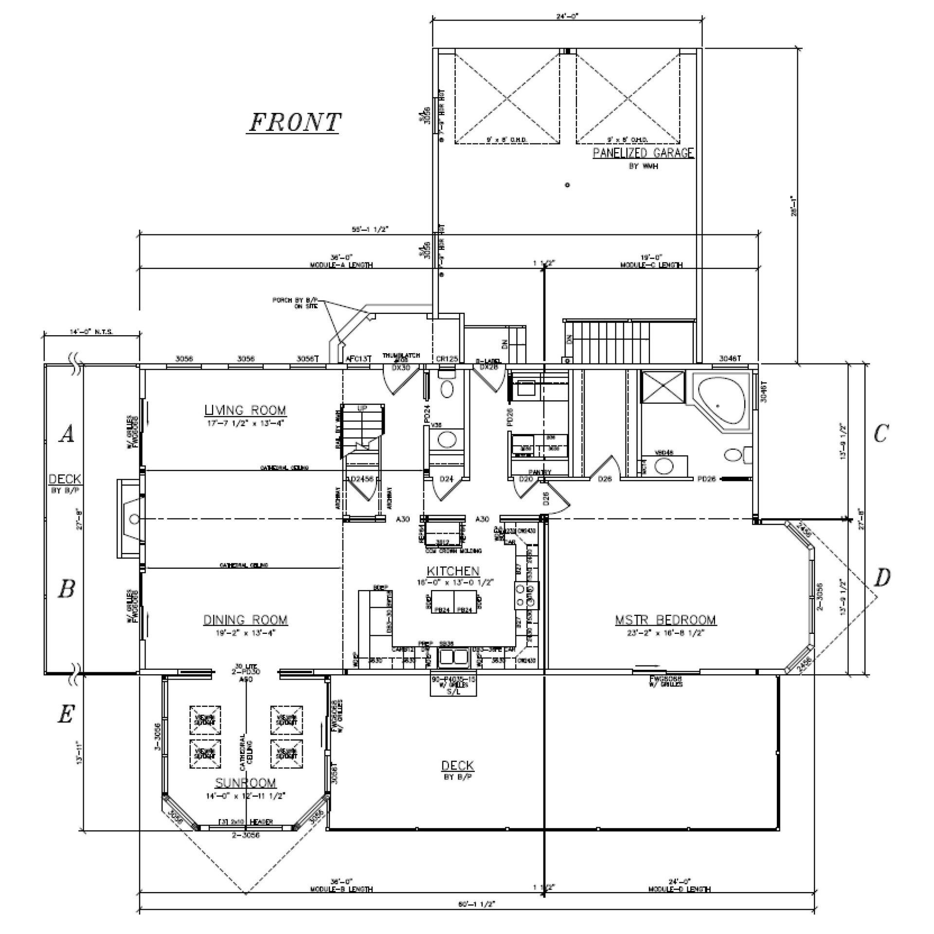 Architectural floor plan of a home with rooms labeled and dimensions shown.