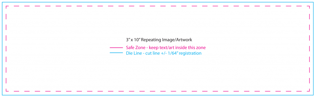 White slide with a small centered multicolored text block and dashed pink-and-blue border.