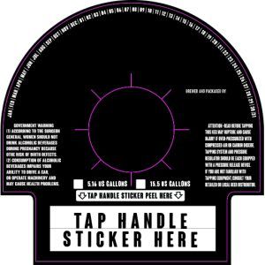 Black fuel tank decal with measurement markings and “TAP HANDLE STICKER HERE” label