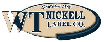 WT Nickel Label Co. logo in blue and tan with a circular gold border