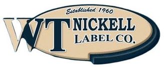 WT Nickel Label Co. logo in blue and tan with a circular gold border