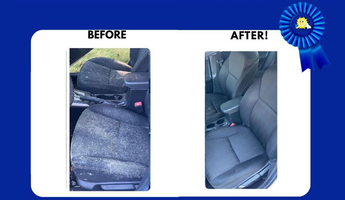 Car seat before and after cleaning. 