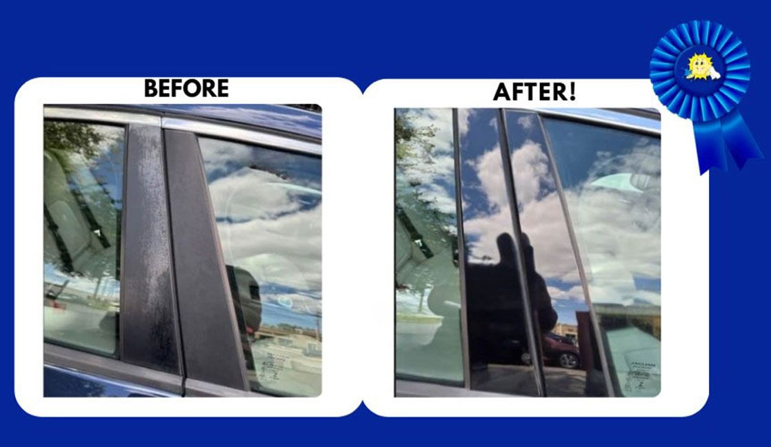 Side car windows, before and after tinting. 