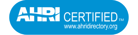 AHRI Certified logo with website URL on a blue and white banner