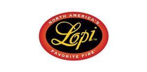 Lopi logo: Oval with red/black background, gold 