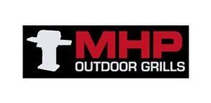 Logo for MHP Outdoor Grills, featuring a grill silhouette,