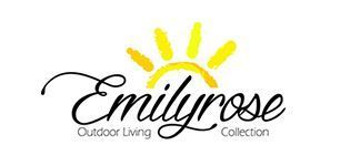 Logo for Emilyrose Outdoor Living Collection, features a sun illustration and stylized script text.