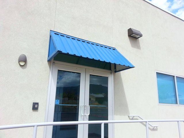 Blue awning
