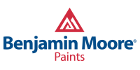 Benjamin Moore logo with red triangle and blue text.