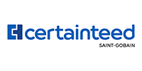 CertainTeed logo with a blue abstract shape and text