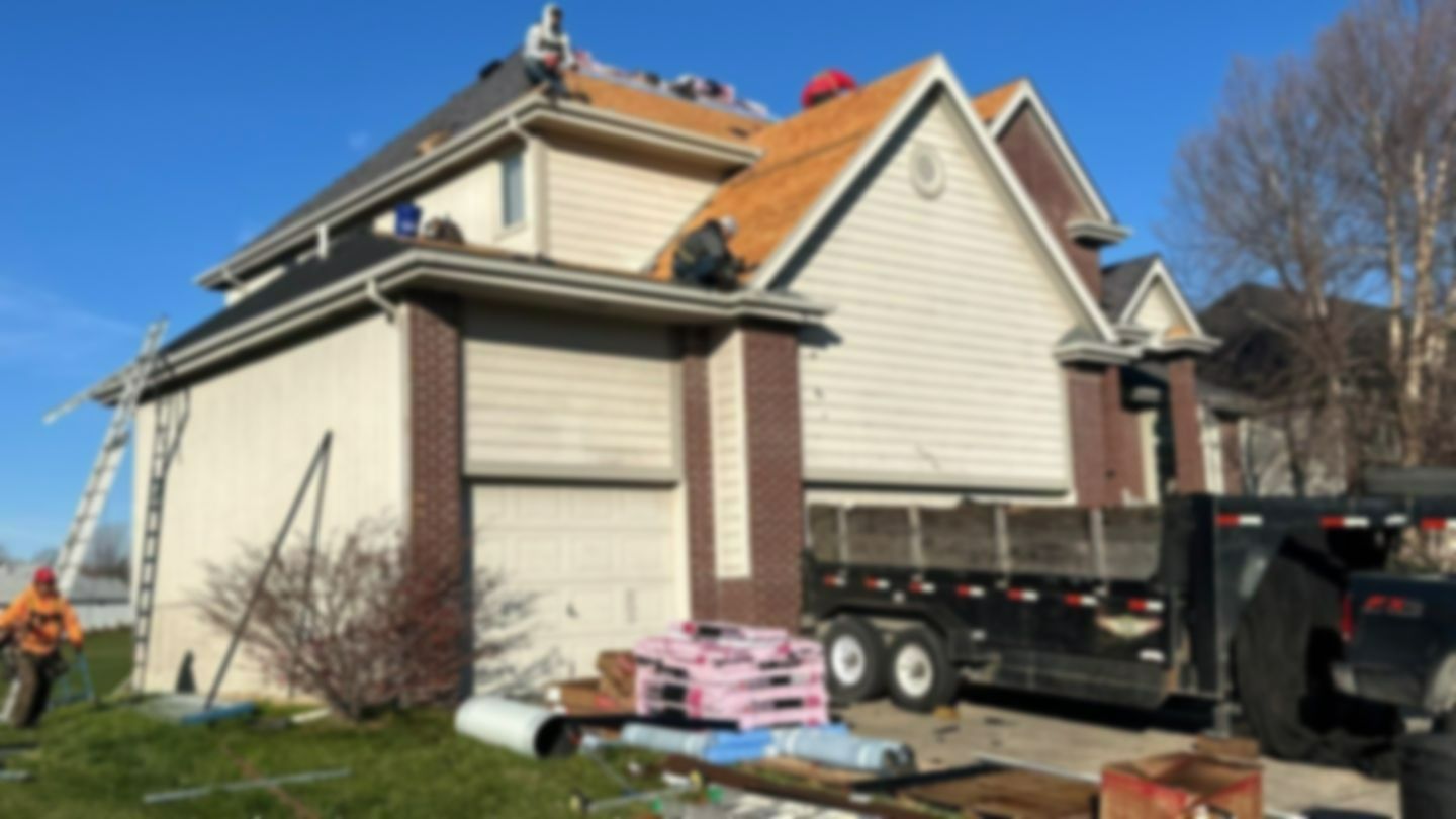 two story roof Inspection. hail and wind damage