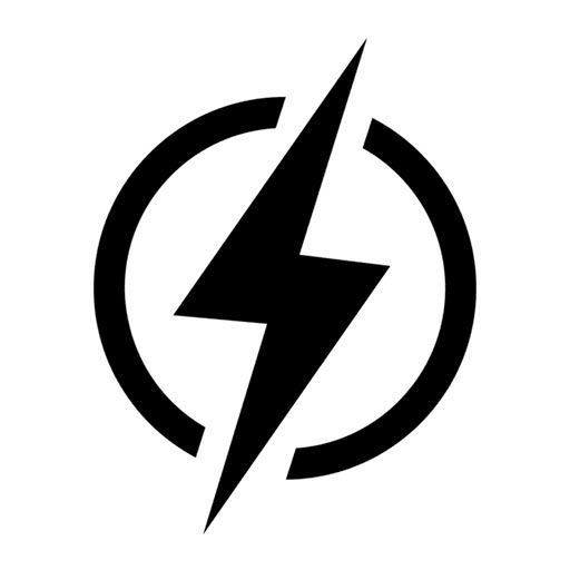 Black lightning bolt symbol inside a circle.