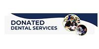 Donated Dental Services logo with blue banner and circular photos of smiling people