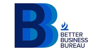 Better Business Bureau logo with a blue “B” and text on a white background