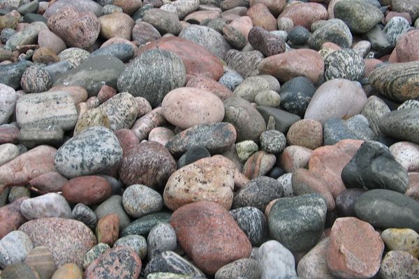 A pile of rocks of different sizes and colors