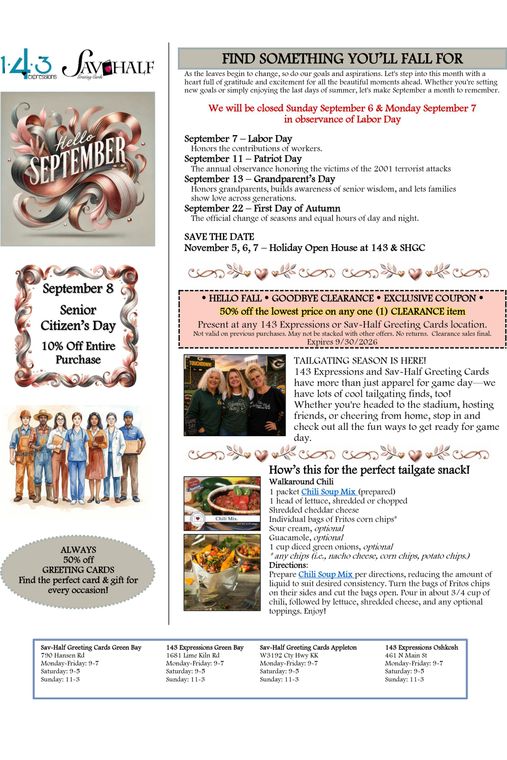 September-themed church bulletin with prayer text, hymn lyrics, and small devotional images