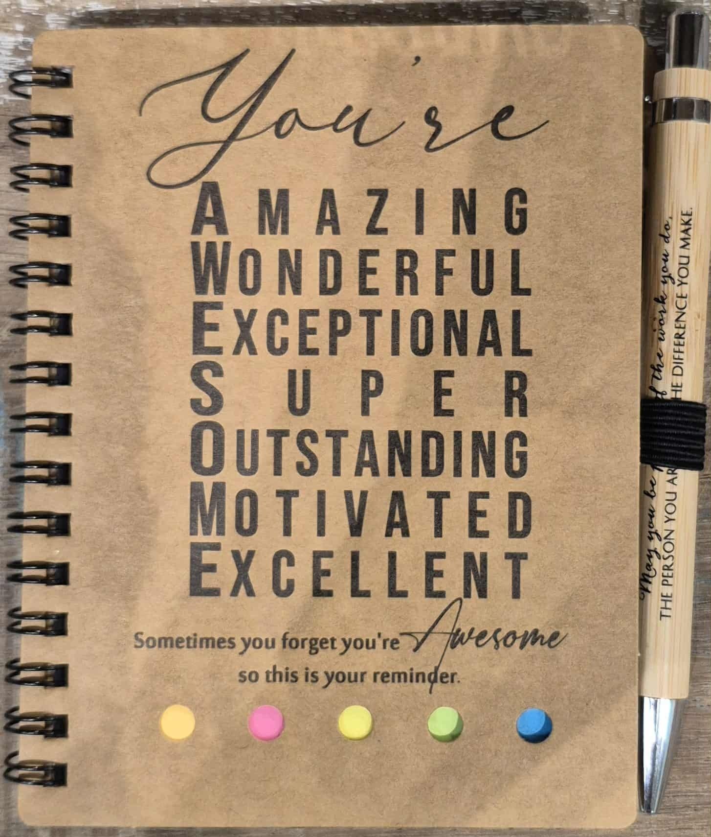 Brown spiral notebook with