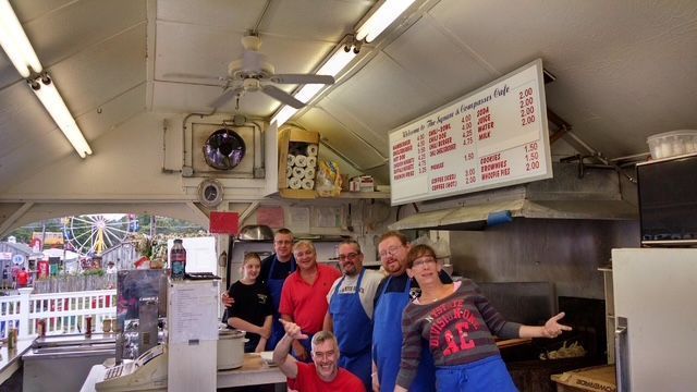 Price Automotive crew volunteering at the Marshfield Fair for the Daniel Webster Masonic Lodge; proceeds go towards Marshfield High School scholarships.