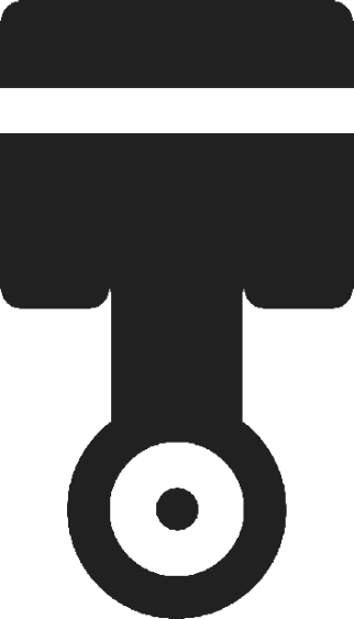Piston: gray silhouette of an engine piston with a connecting rod.