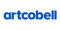 Artcobell logo: Blue text on a white background.