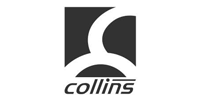 Collins logo: white curved lines within a dark square above the word 