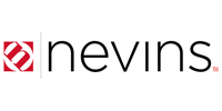 Nevins logo with red and white graphic and black text.