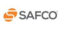 Logo for SAFCO in gray text with an orange S-shaped design.