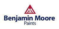 Benjamin Moore Paints logo: red triangle over the brand name in blue text, with
