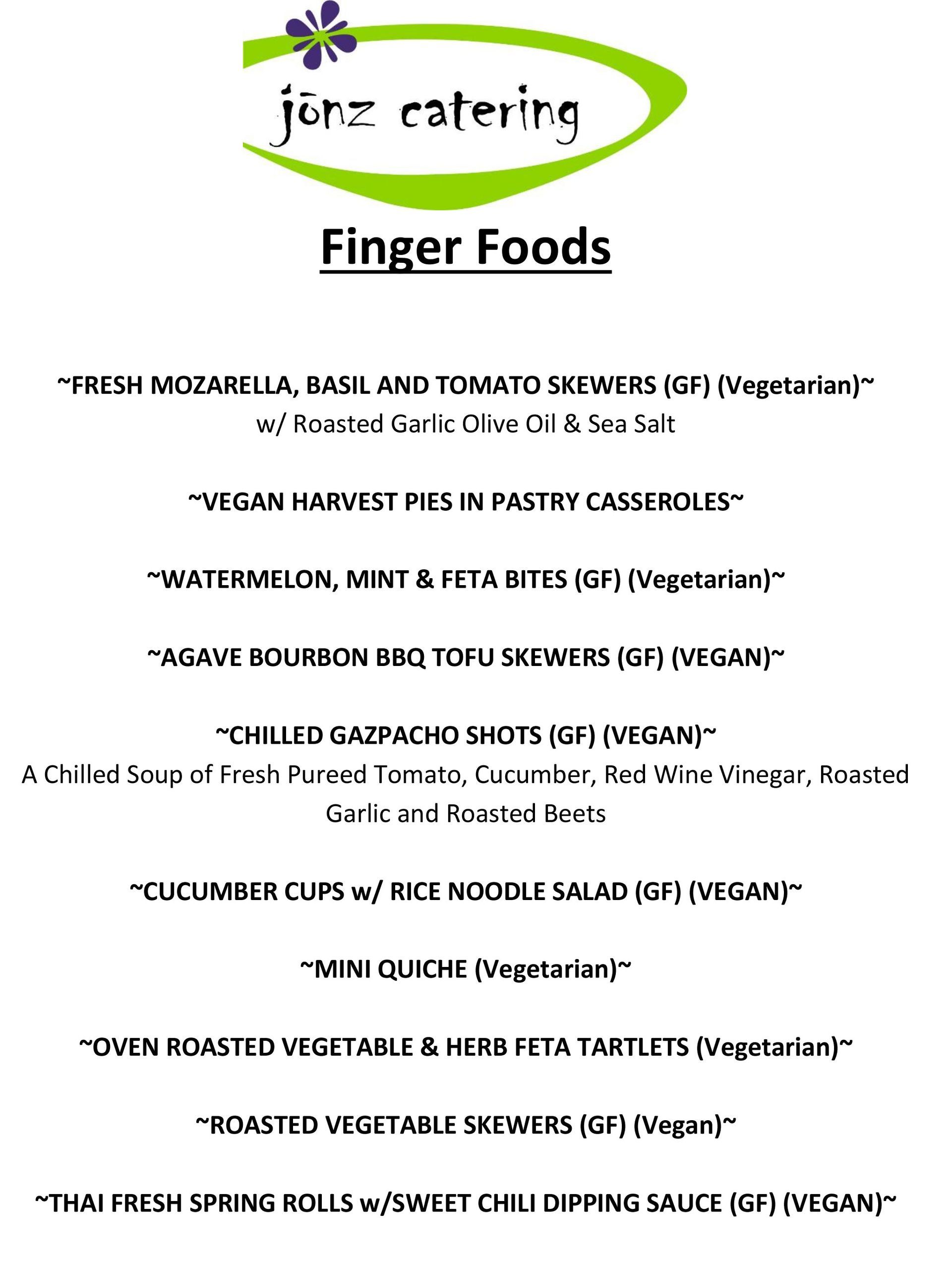 Finger Foods Menu page 01