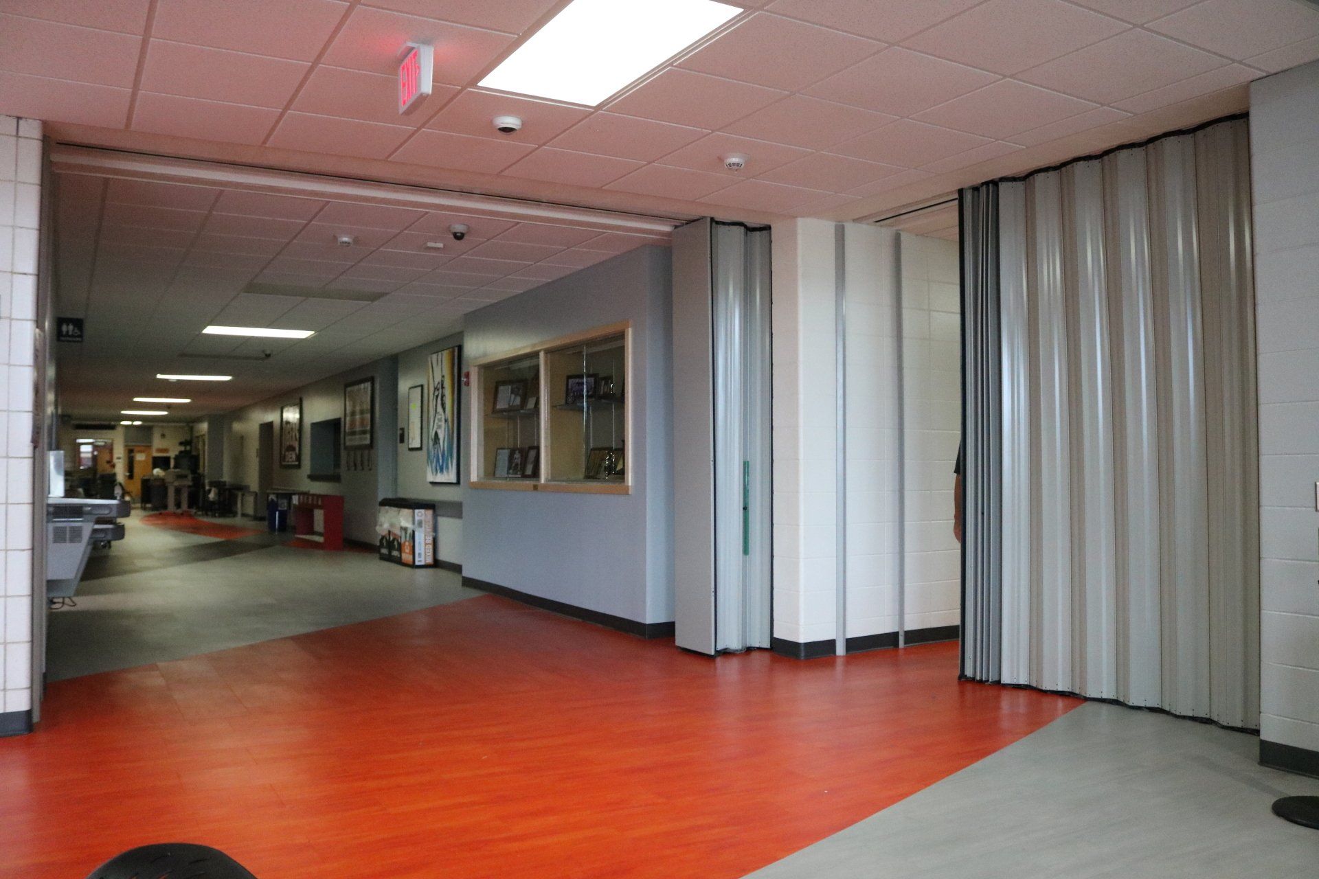 Accordion doors on a hallway