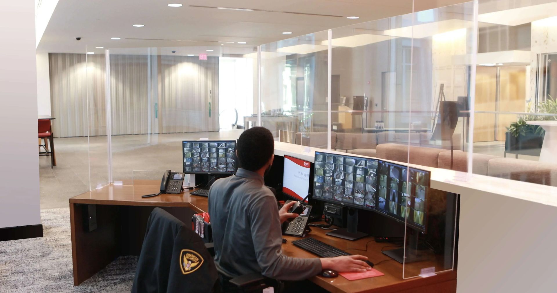 Man watching CCTV cameras