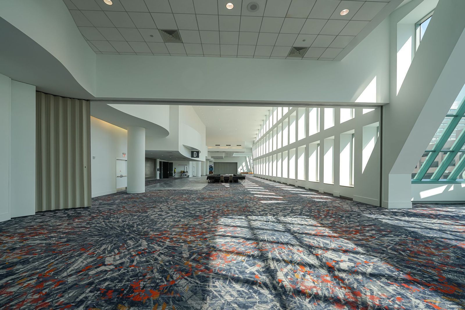 Hallway with accordion doors