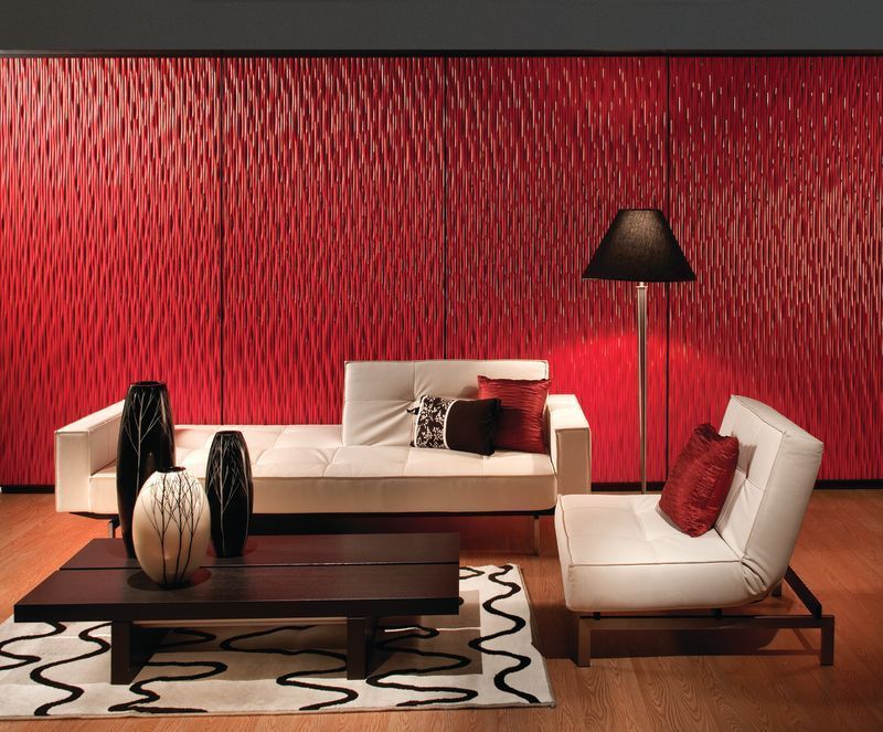 Room with a beautiful red sliding wall