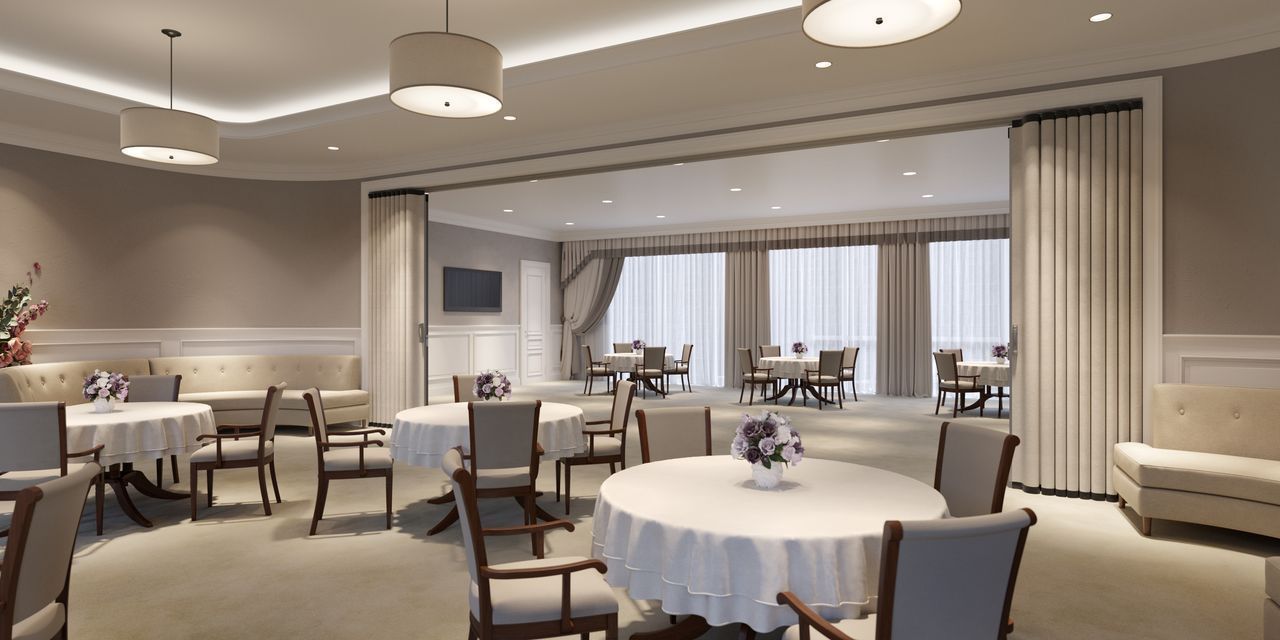 Dining room with wall divider