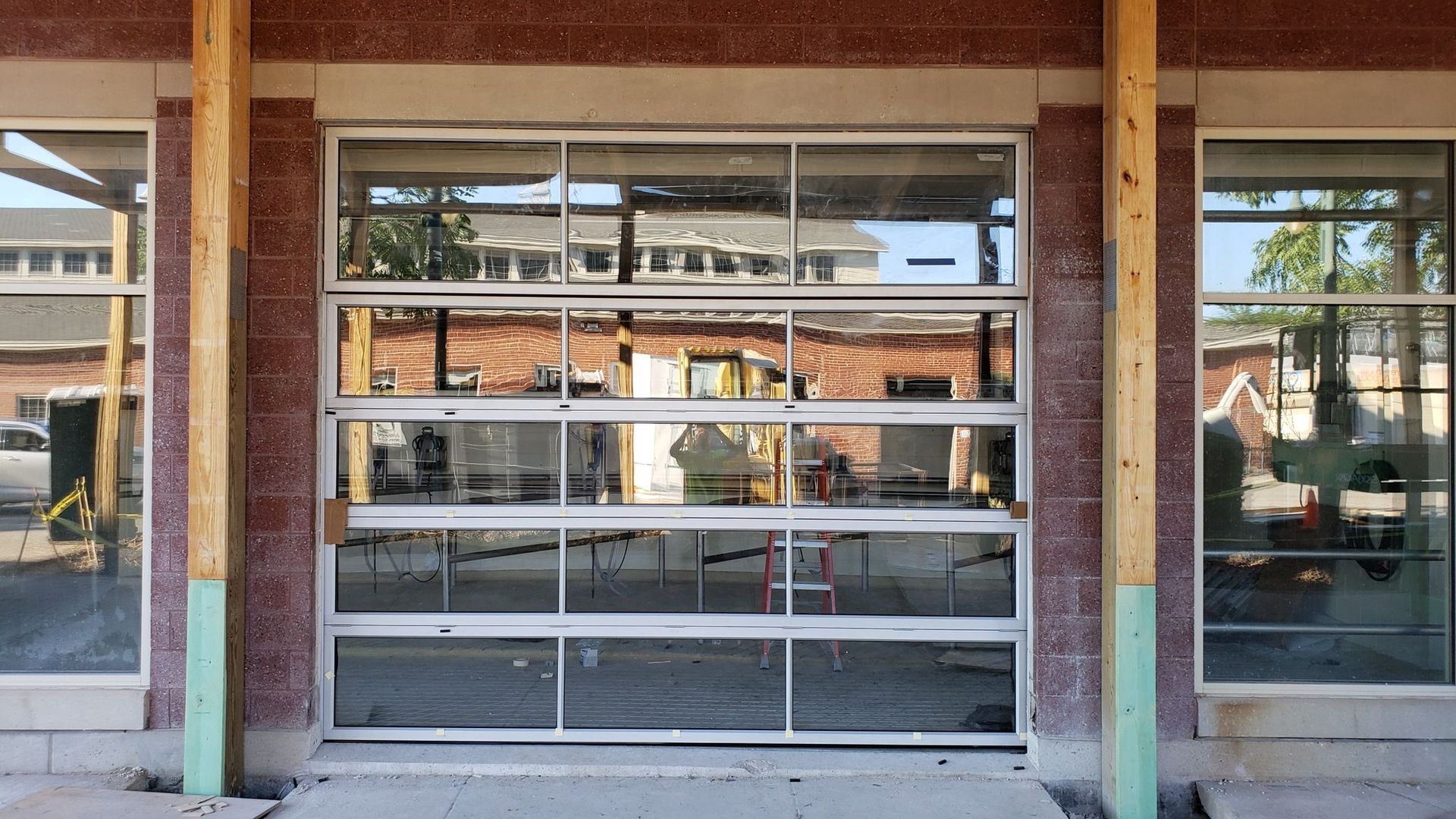 A large glass door