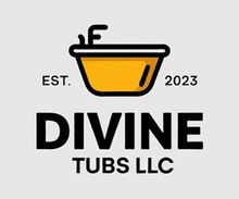 Logo with yellow bathtub icon, text &ldquo;DIVINE TUBS LLC,&rdquo; and &ldquo;EST. 2023&rdquo; on white background