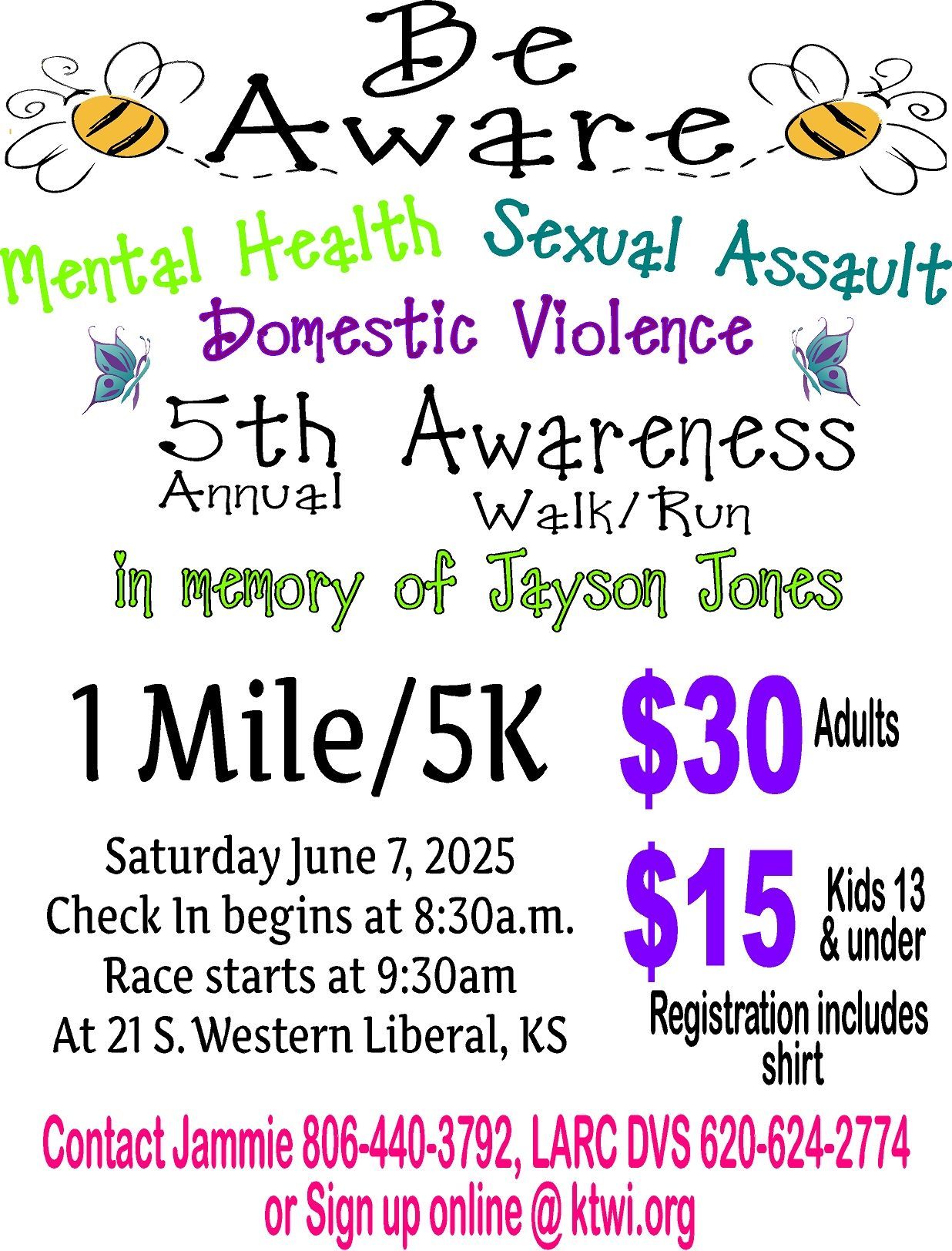 Be aware 5k flyer