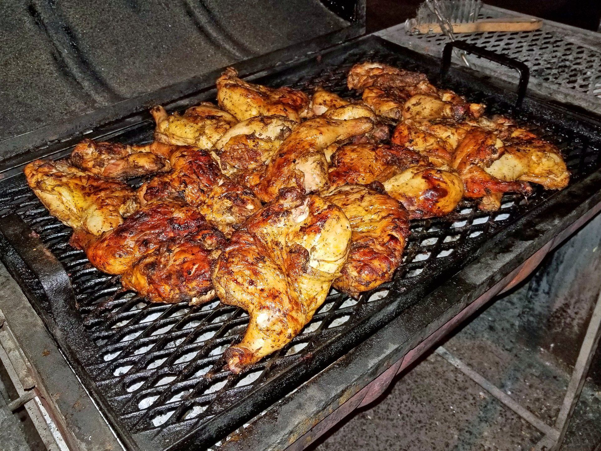 Jerk chicken on the grill
