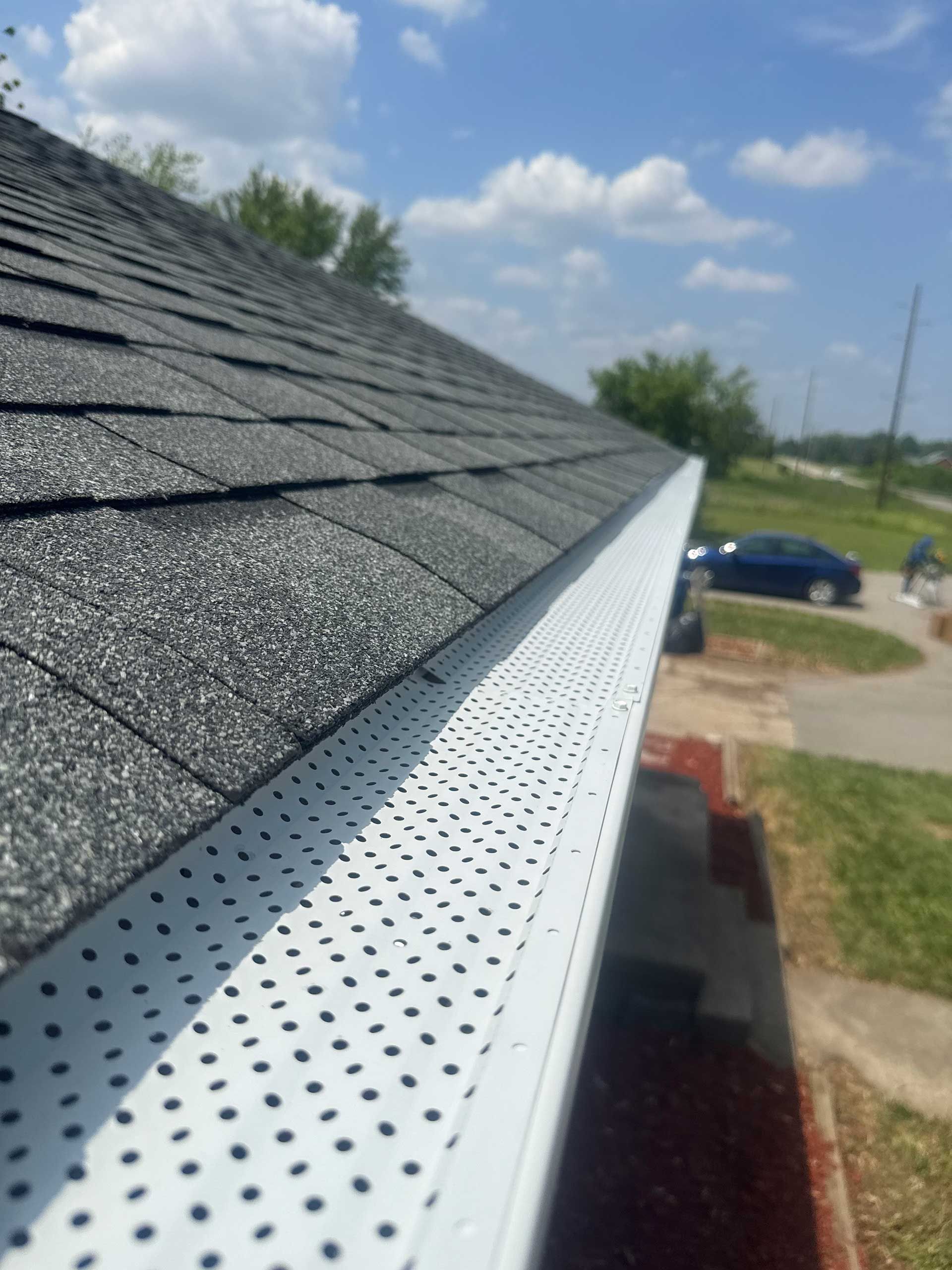 a close up of a gutter on a roof