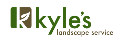 Logo for Kyle's Landscape Service, with a green and brown leaf design and company name.