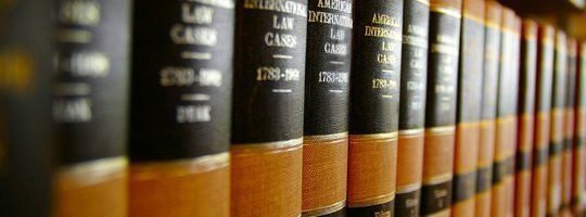 Law books in a bookshelf