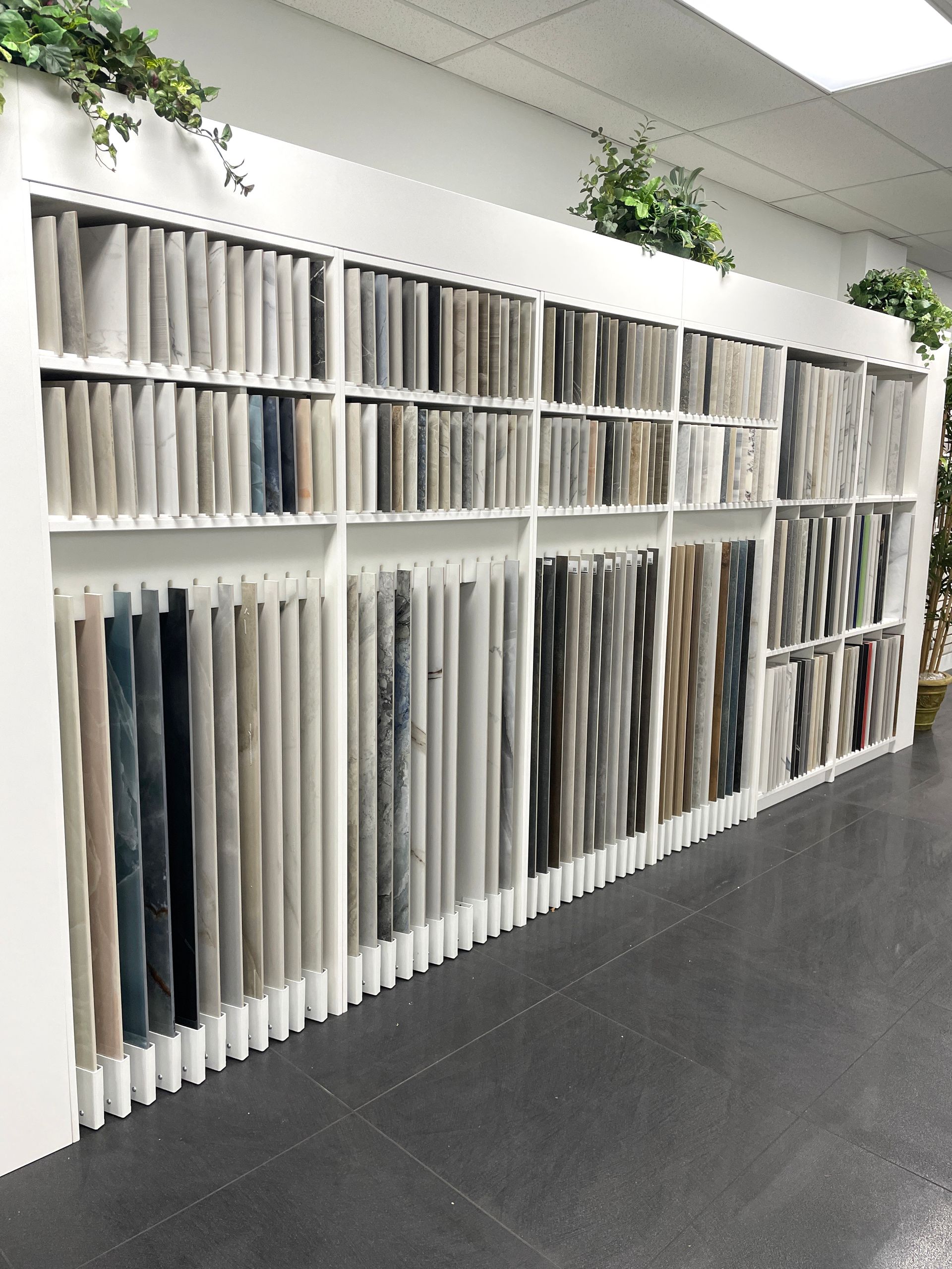 There are many different types of fabrics on the shelves