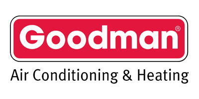 Goodman Air Conditioning & Heating logo in red and white on a white background.
