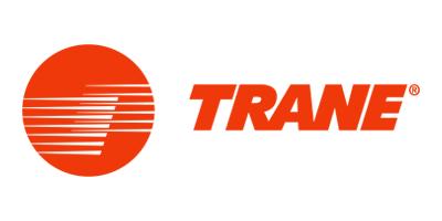 Trane logo: Orange circle with lines, text
