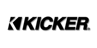 Kicker logo: Black and white text, the letter 