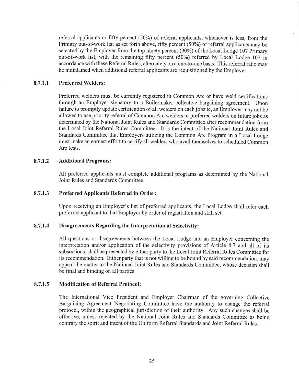 Text document with numbered lists detailing program criteria.