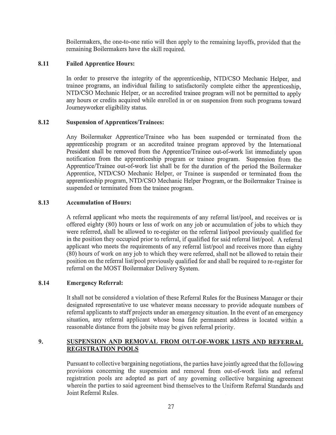 Text on a page listing sections, including 